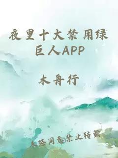 夜里十大禁用绿巨人APP